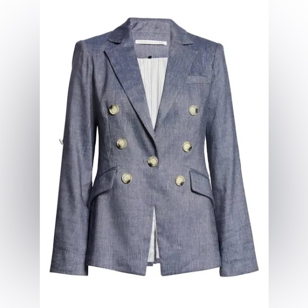 Veronica Beard Blue Double-Breasted Blazer